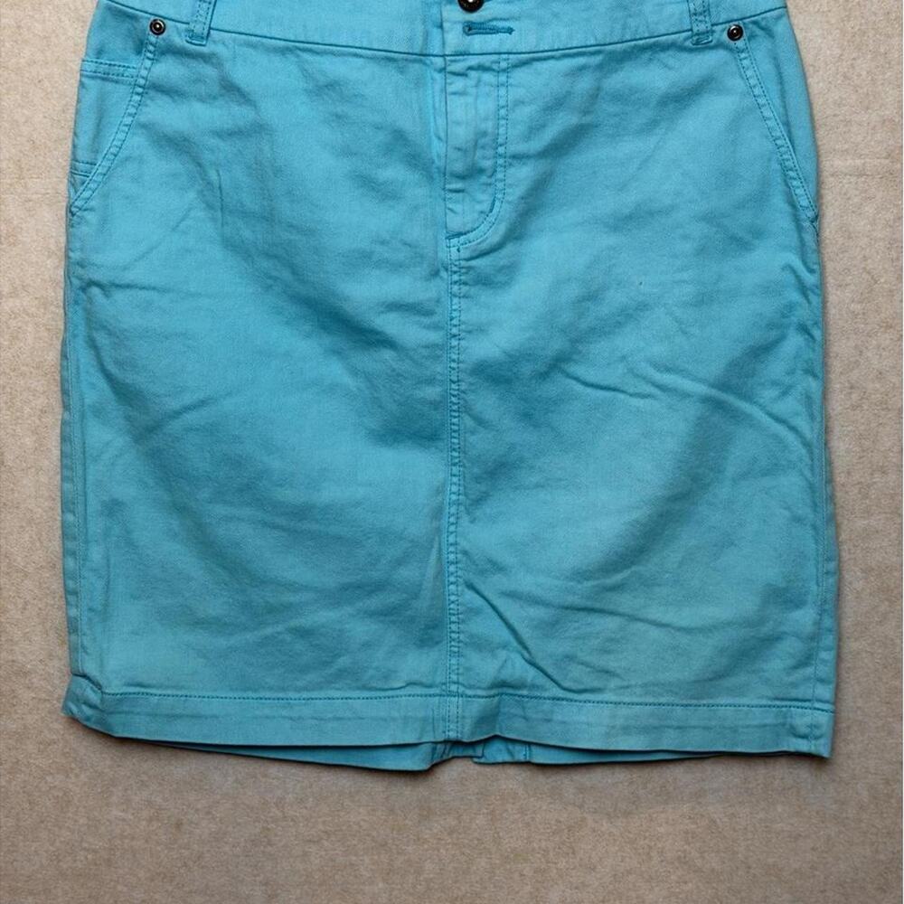 Chico’s Platinum Turquoise Stretch Denim Pencil Skirt Size 1.5 US 10